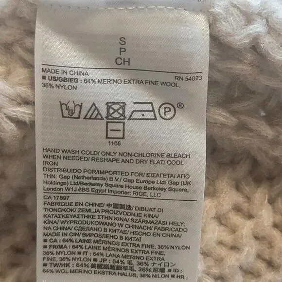 Banana Republic Fisherman Cable Knit Sweater Merino Wool Classic Tan Beige Small - Picture 12 of 14